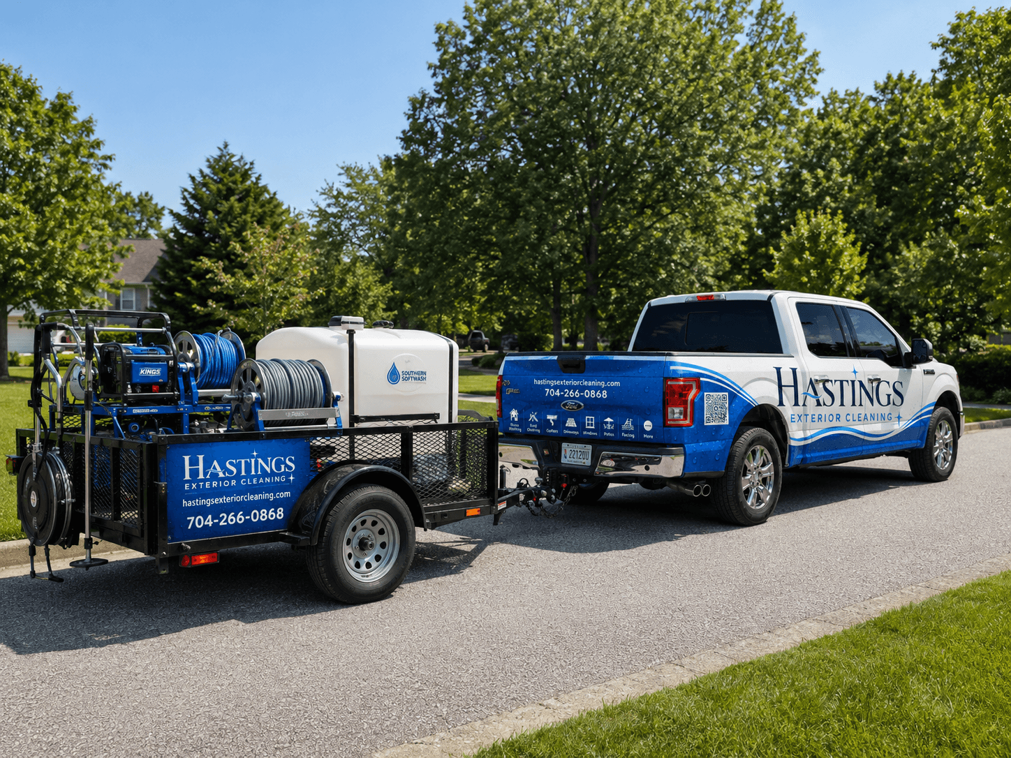 Branded company truck with equipment